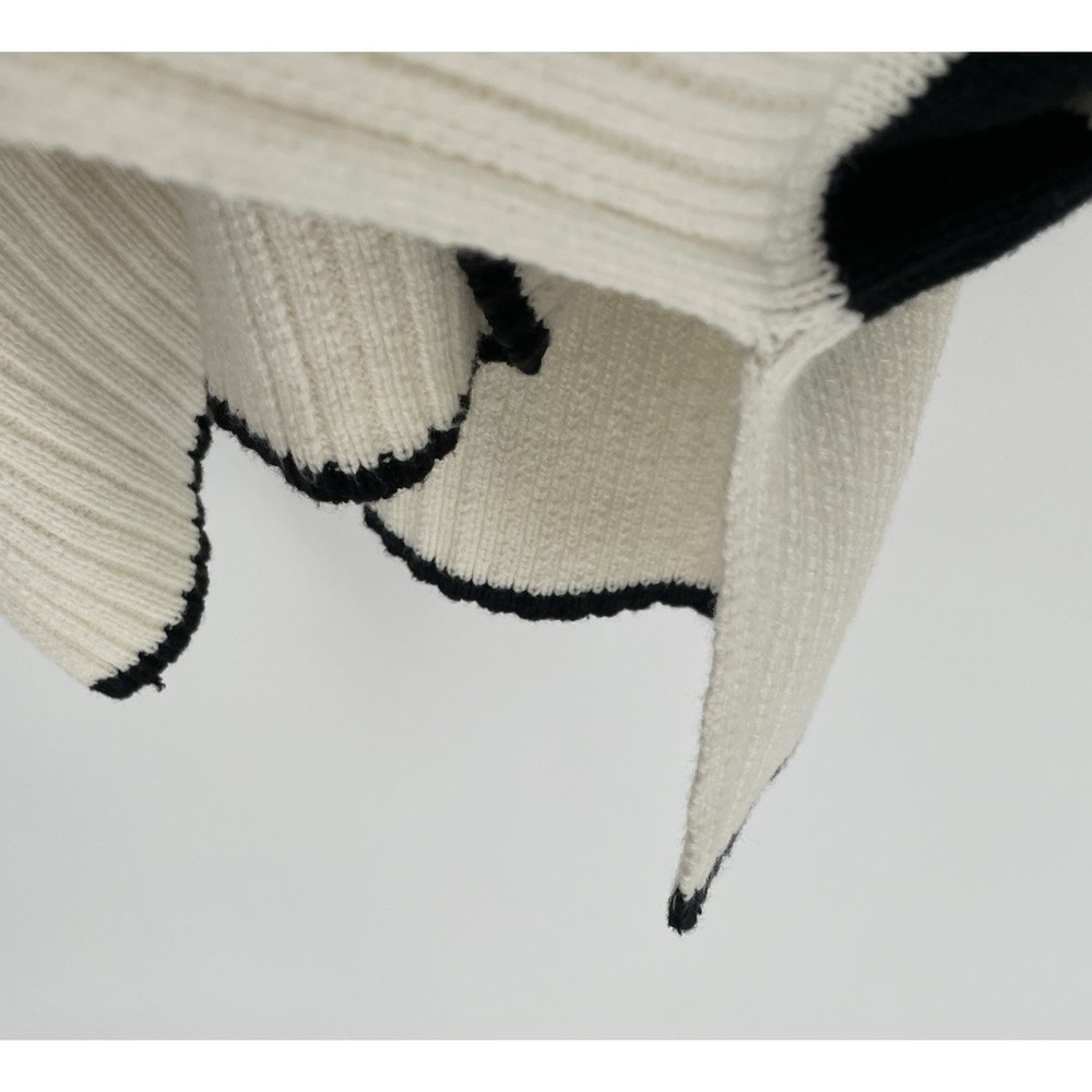 NWT Sonoma Womens 3X Sweater Ivory Black Striped Side Slit Crewneck Pullover - Picture 6 of 14